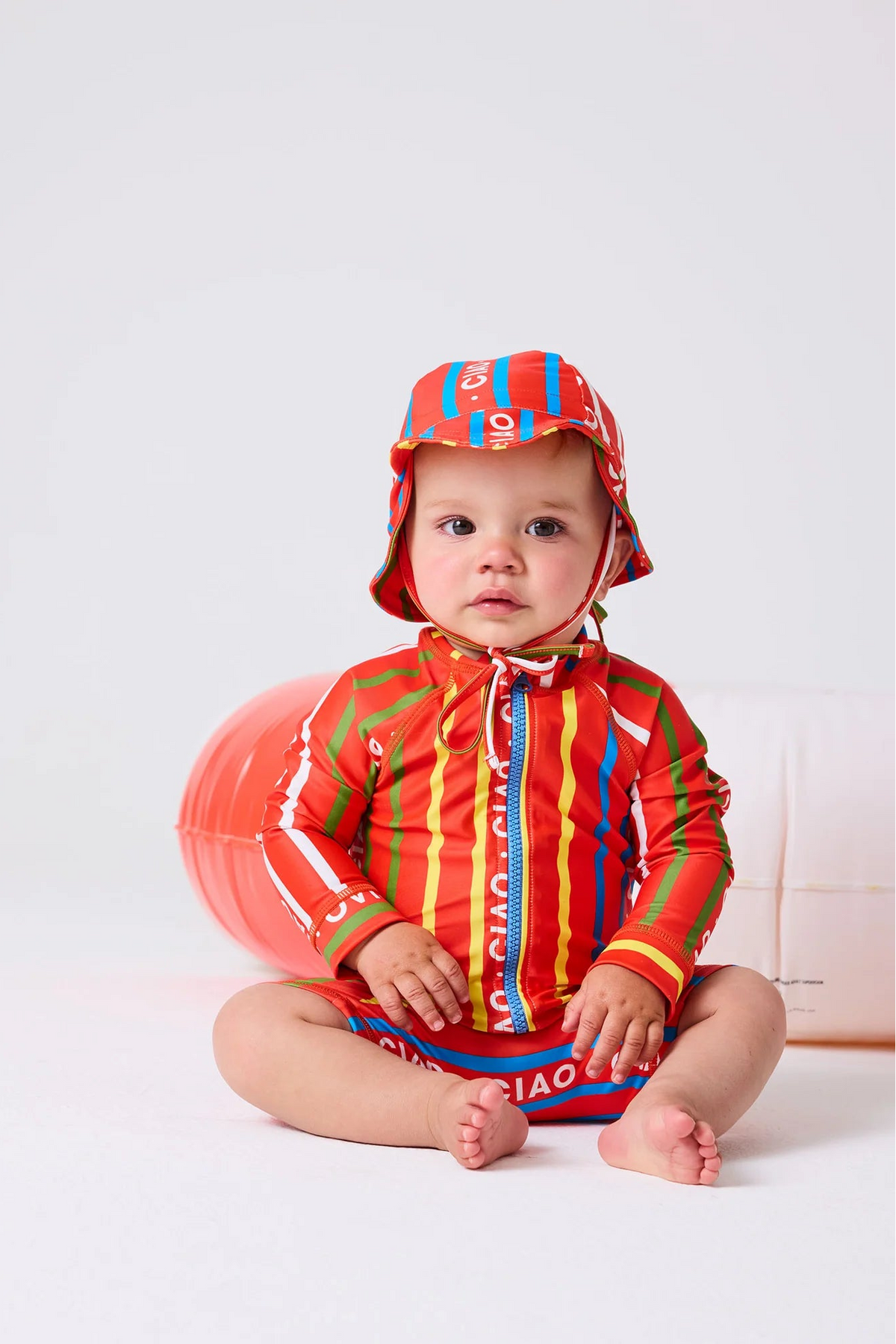 Baby LS Zip Bathers (Ciao Stripe)