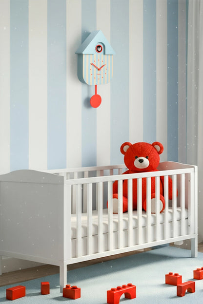 Cuckoo Clock (Blue & Beige Stripes)