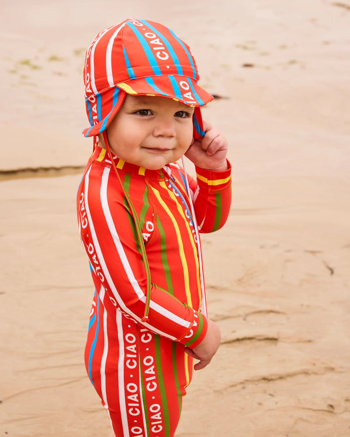 Baby LS Zip Bathers (Ciao Stripe)