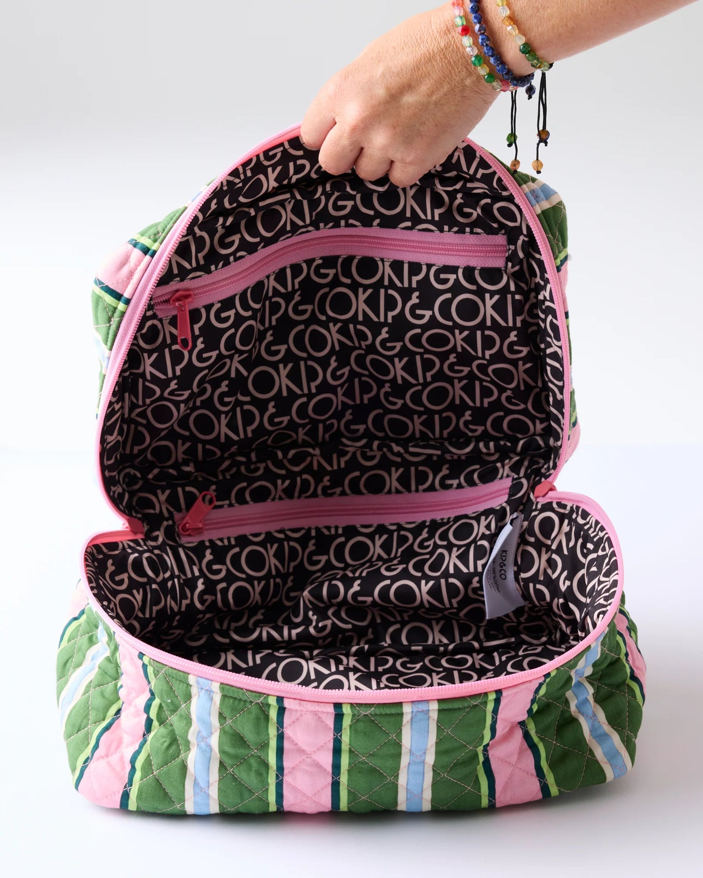 Cactus Stripe Quilted Toiletry Case