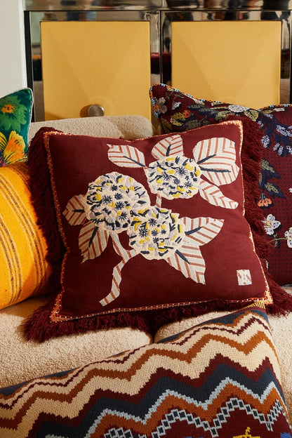 Vivi Applique Cushion (Rosewood)