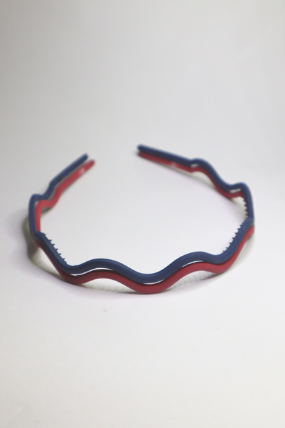 Matt Wave Head Band 2P (navy/wine)