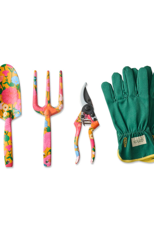Follow The Sun Yellow Garden Tools and Gloves Set