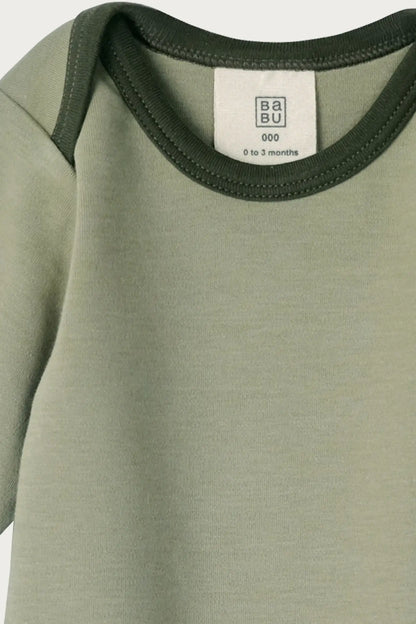 Long Sleeve Contrast Bodysuit (Sage)