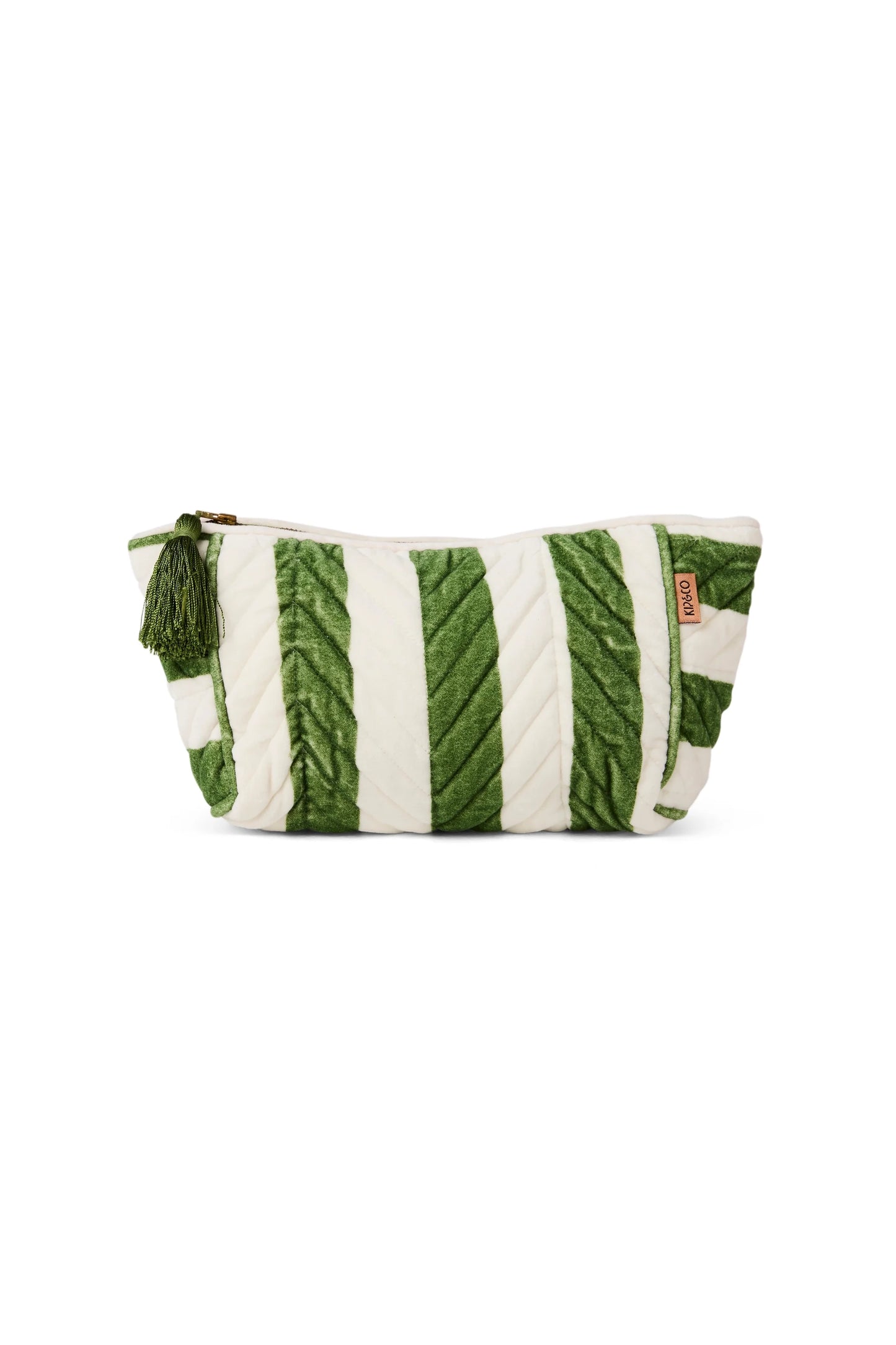 Moss Stripe Velvet Toiletry Bag