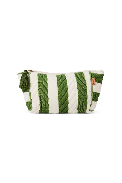 Moss Stripe Velvet Toiletry Bag