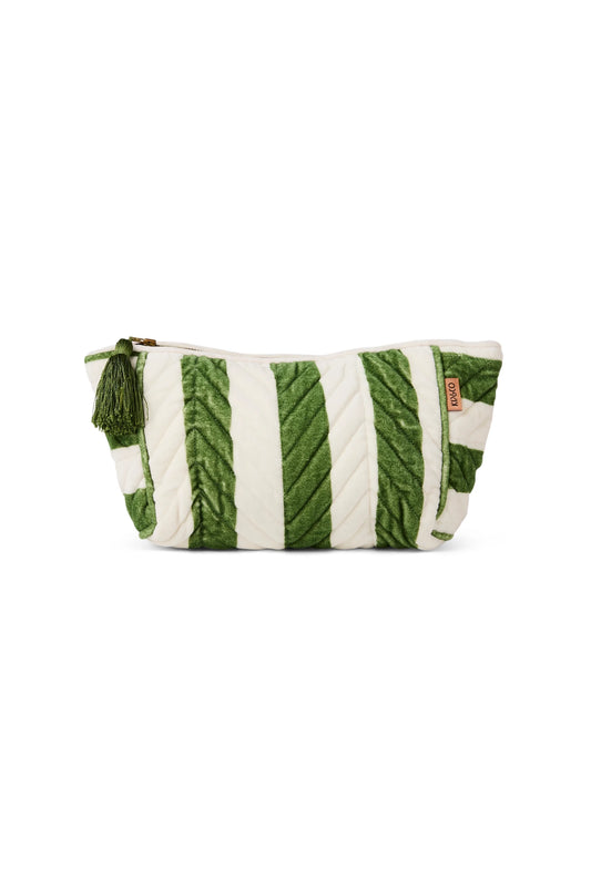 Moss Stripe Velvet Toiletry Bag