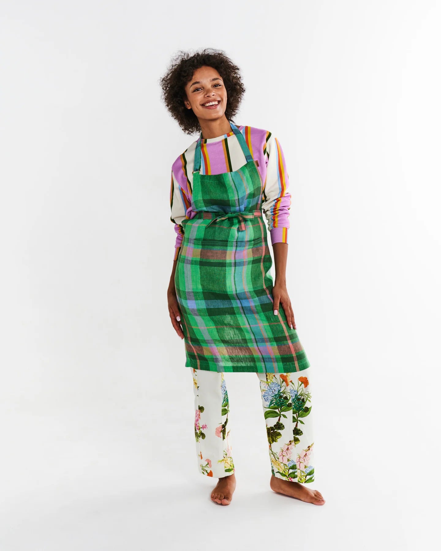 Jewel Of The Nile Tartan Linen Apron