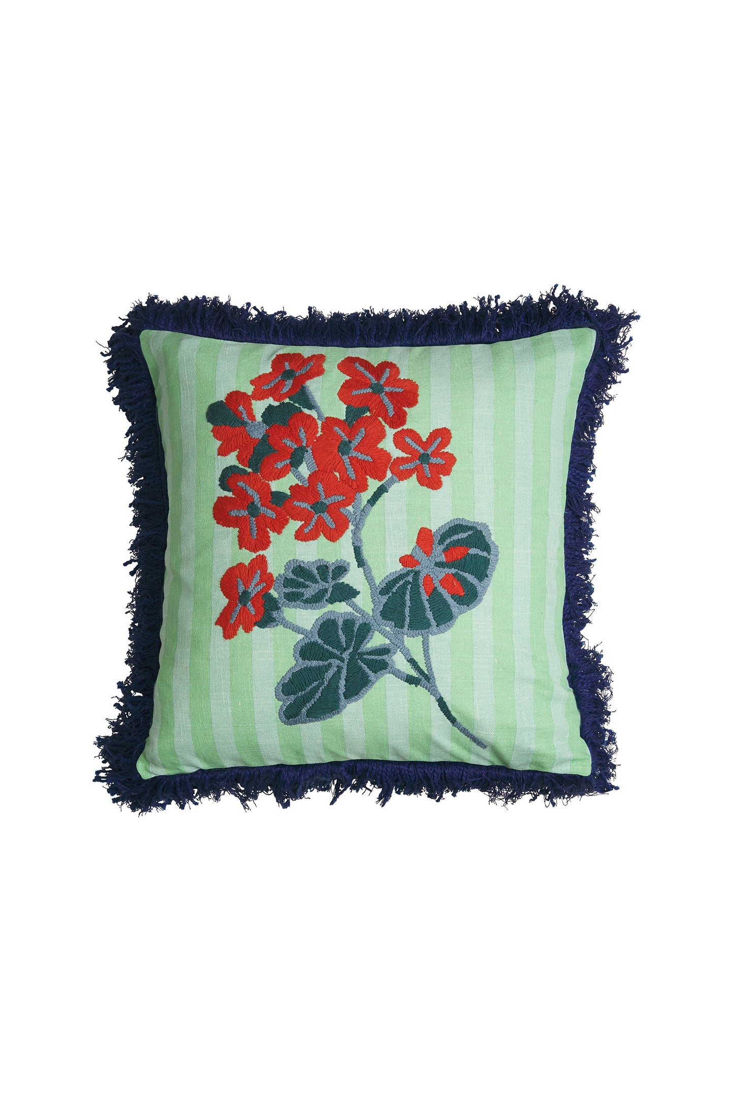 Annette Embroidered Cushion (Jade)