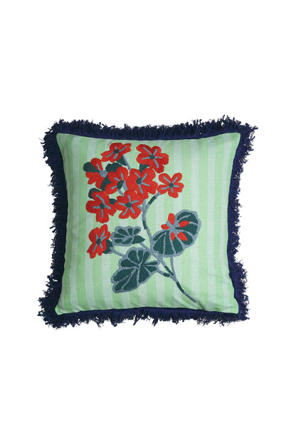Annette Embroidered Cushion (Jade)